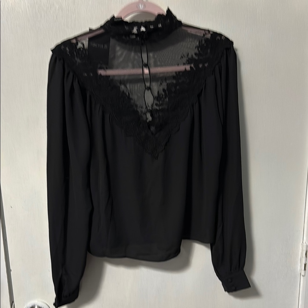 Forever 21 Black Lace Detail Blouse - Picture 5 of 5